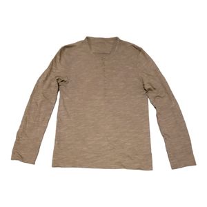 John Varvatos USA Premium Long Sleeve Henley 7 Button Slim Gray Mens Small